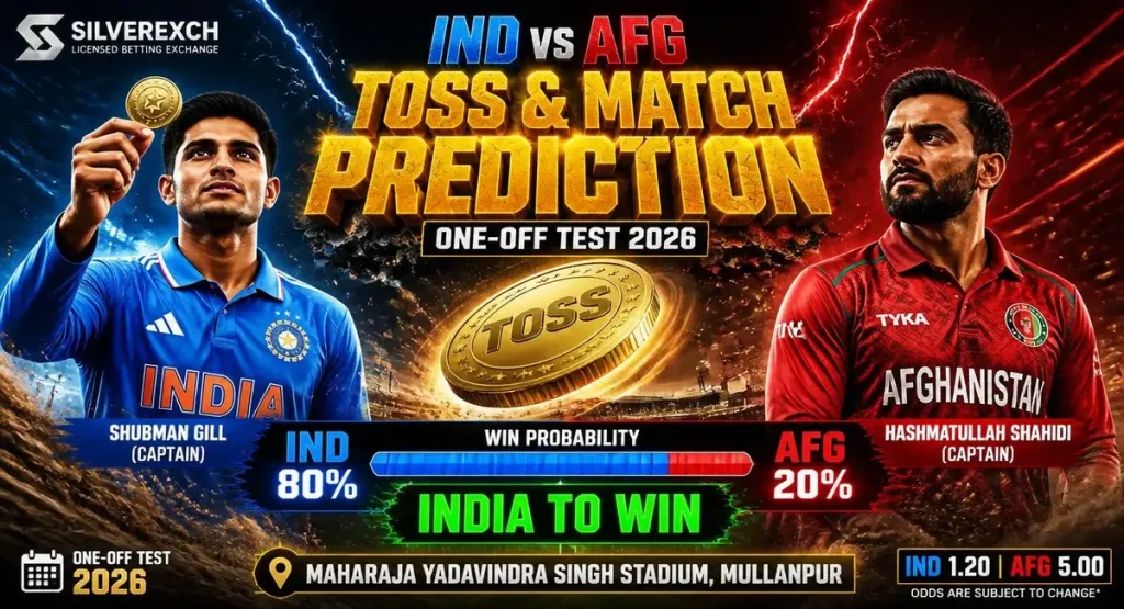 SilverExch IND vs AFG Toss and Match Prediction One-off Test 2026 Mullanpur