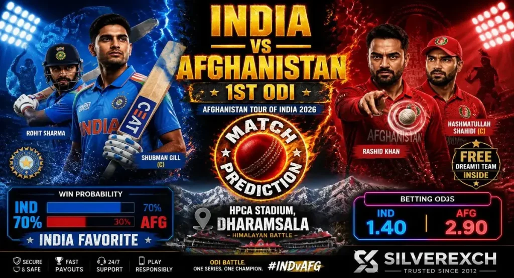 IND vs AFG 1st ODI 2026 match prediction Dream11 team betting odds Dharamsala pitch report