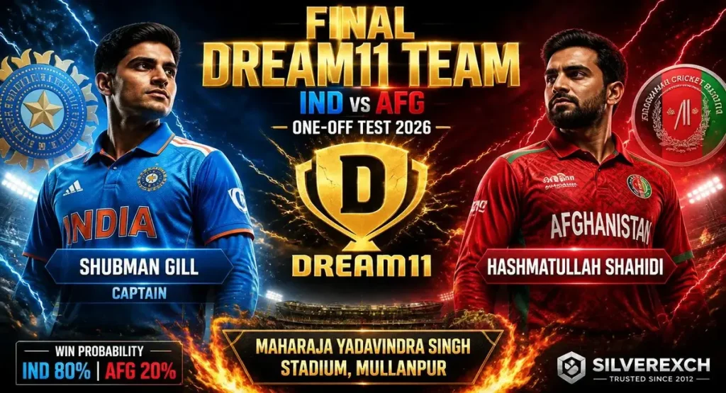 IND vs AFG Dream11 team prediction 2026 India vs Afghanistan Test Mullanpur pitch report