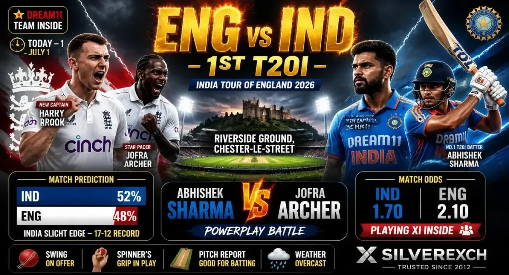 ENG vs IND 1st T20I Match Prediction 2026 | Silverexch