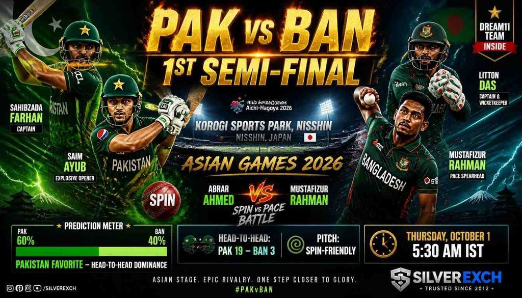 PAK vs BAN 1st Semi-Final 2026 Asian Games cricket preview